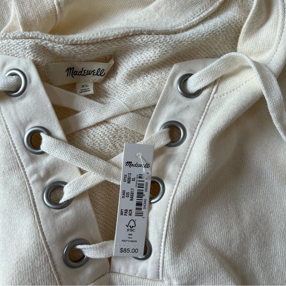 Madewell Cream Lace-Up Sweatshirt XL - Picture 7 of 7